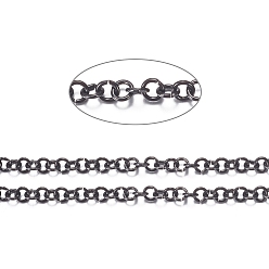 Черный 304 из нержавеющей стали цепи Роло, с катушкой, для изготовления ювелирных изделий, несварные, чёрные, 3.5x0.7 мм, около 32.8 футов (10 м) / рулон