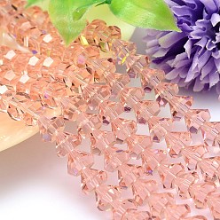 PeachPuff Faceted Cone Imitation Austrian Crystal Bead Strands, Grade AAA, PeachPuff, 6x4mm, Hole: 0.7~0.9mm, about 100pcs/strand, 15.7 inch