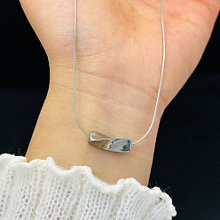 Нержавеющая Сталь Цвет 304 Подвески-колье из нержавеющей стали в виде витой прямоугольной планки для женщин, без потускнения, цвет нержавеющей стали, 17.72 дюйм (45 см)