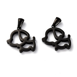 Electrophoresis Black 304 Stainless Steel Pendants, Manual Polishing, Hollow, Dog, Ion Plating(IP), Electrophoresis Black, 20x20x3mm, Hole: 6x2.5mm