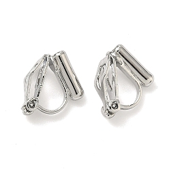 Платина Латунные серьги с клипсами, без никеля , долговечный, платина, 10x6x12 мм, отверстие : 0.9 мм