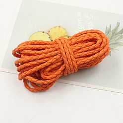 Шоколадный Плетеные шнуры из искусственной кожи, круглые, цвет шоколада, 4 мм, около 2.19 ярдов (2 м) / пачка