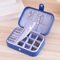 Темно-Голубой Коробки из искусственной кожи с текстурой ромба, органайзер для ювелирных изделий, для ожерелья, Кольца, серьги и подвески, прямоугольные, глубокое синее небо, 16.5x11.5x5.5 см