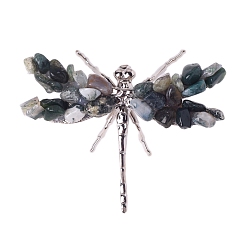 Moss Agate Natural Moss Agate Dragonfly Display Decorations, Animal Crafts for Table Decor Home Decor, 100x80mm