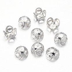 Платина Железные филигранные крышки шарика, платиновый цвет, цветок, платина, 8 мм, отверстие : 1.2 мм