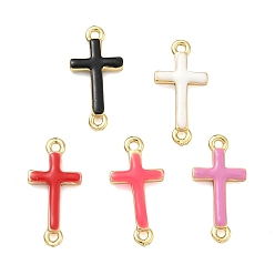 (52) Непрозрачная лаванда Латунные эмалированные религиозные кресты-подвески, реальный 18 k позолоченный, без кадмия и без свинца, стойки покрытие, долговечный, разноцветные, 17x8.5x2 мм, отверстие : 1.2 мм