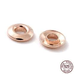 Розовое Золото 925 люверс из стерлингового серебра, для изготовления пакетов, плоско-круглые, розовое золото , 0.35x0.08 см, отверстие : 1.2 мм