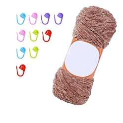 Верблюжий Набор инструментов для вязания своими руками, с пряжей синель и маркером петель, для пледов подушки поделки из пряжи крючком, верблюжие, 75x75x195 мм