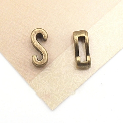 Letter S Тибетский стиль сплава Silde амулеты, Письмо ~ Z, античная бронза, Письмо с, 11x5x4 мм, отверстие : 7x2 мм