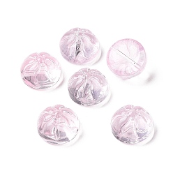Perle rosa Transparente sprühlackierte Glasperlen, gedämpfte gefüllte Brötchenform, Perle rosa, 12x8 mm, Bohrung: 1.2 mm