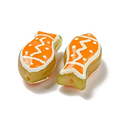 Оранжевый Прозрачные стеклянные бусины ручной работы, бусины ручной работы, с эмалью, рыба, оранжевые, 21.5x11x8.5~10 мм, отверстие : 1.2~1.5 мм