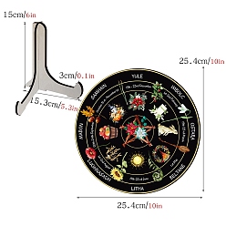 Цветок Календарь на деревянном колесе, деревянная витрина, черный держатель подставка, стеллаж для хранения маятников в деревенском стиле, ведьма, цветок, 254 мм