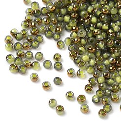 Vert Jaune Des perles de verre électrolytique, ronde, plaqué or, vert jaune, 2x1.5mm, Trou: 0.7mm, 700 pièces / kit