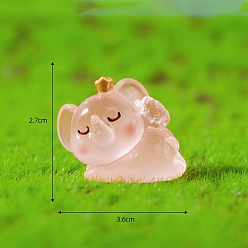 Персиковый Слойка Статуэтки слонов из светящейся смолы для украшения рабочего стола автомобиля, светящиеся в темноте украшения, розовые, 27x36 мм