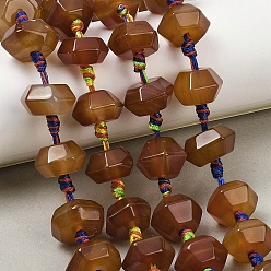 Red Agate Натуральный красный агат бисер нитей, покрасил и подогрел, рондель, граненые, 16~17.5x14.5~15.5x9 мм, отверстие : 2 мм, около 23~24 шт / нитка, 14.96~16.34 дюйм (38~41.5 см)