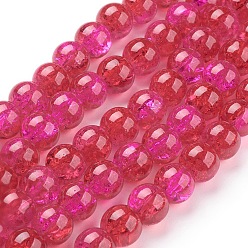 FireBrick Spray Painted Crackle Glass Beads Strands, Round, Two Tone, FireBrick, 10mm, Hole: 1.3~1.6mm, about 80pcs/strand, 31.4 inch