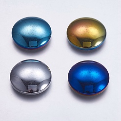 Mixed Color Electroplate Non-magnetic Synthetic Hematite Cabochons, Flat Round, Mixed Color, 20x5.5mm