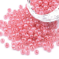 Светло-Коралловый 6/0 бисер имитация нефрита, блеск, окрашенные, круглые, свет коралловый, 4x3 мм, отверстие : 1.2 мм, о 450 г / мешок