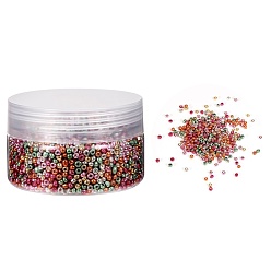 Mixed Color Plated Glass Seed Beads, Round Hole, Round, Mixed Color, 12/0, 2~2.5x1.5~2mm, Hole: 0.8mm, about 150g/box