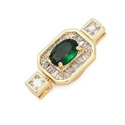 Настоящее золото 18K Латунные микро проложить кубического циркония ящик с застежками, без кадмия, без никеля и без свинца, со стеклом, прямоугольные, реальный 18 k позолоченный, 20.5x10x10 мм, отверстие : 2.5x1 мм