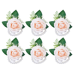 Персиковый Слойка 6 шт. искусственных тканевых цветочных бутоньерок на запястье, для свадьбы, партийные украшения, розовые, 115x100x49 мм