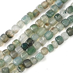 Средний Аквамарин Нити бусин из натурального агата с прожилками дракона (окрашенные и нагретые), кубические, средний аквамарин, 5~6x5~6x5~6 мм, отверстие : 0.8 мм, около 62~66 шт / нитка, 14.57~14.96'' (37~38 см)