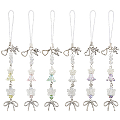 (52) Непрозрачная лаванда 6шт. стеклянные, акриловые и сплавные мобильные ремешки, разноцветные, 158 мм, 6 шт / комплект