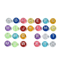 (52) Непрозрачная лаванда Прозрачные акриловые бусины, плоские круглые с буквы, с блеском порошок, разноцветные, 6.5~7x3.5~4 мм, отверстие : 1.5~1.6 мм, Около 3846 шт / 500 г