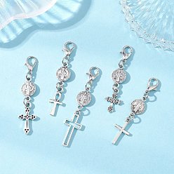 Античный Серебристый & Платиновый Подвесные украшения из сплава, Сплав с застежками когтя омара, старинное серебро и платина, 45~53 мм