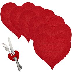Red Heart Paper Party Cutlery Sets, Red, 100x100x2mm