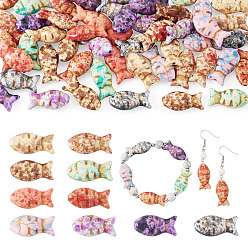 Mixed Color 50Pcs 10 Colors Synthetic Turquoise Beads, Fish, Dyed, Spray Painted, Mixed Color, 24x11.5~12x7mm, Hole: 1.2mm, 5pcs/color