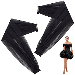 Noir 1 Paire de manches de mariée en dentelle de nylon pour femmes, avec broche à épingle de sûreté, noir, 485x125x12mm