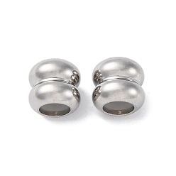 Нержавеющая Сталь Цвет 201 из нержавеющей стали бусы, с резиной внутри, ползунки, колонка, Рифленые бусины, анти-тускнение, цвет нержавеющей стали, 9x10 мм, отверстие : 3.5 мм