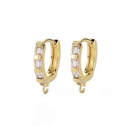 Real 18K Gold Plated Brass Huggie Hoop Earring Findings, with  Cubic Zirconia and Loop, Clear, Real 18K Gold Plated, 17x15x3mm, Hole: 1.6mm, Pin:0.7x1mm