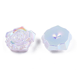 Lavender Opaque ABS Plastic Cabochons, AB Color Plated, Rose, Lavender, 18x17x6.5mm