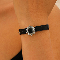 Черный Браслеты из искусственной кожи для мужчин и женщин, Сплав с застежкой, чёрные, 8-1/4 дюйм (20.8 см)