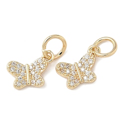 Золотой Латунные микро проложить кубического циркония подвески, бабочки прелести, стойки покрытие, долговечный, с целью перехода в кольце, золотые, 8x11x2 мм, отверстие : 4.2 мм