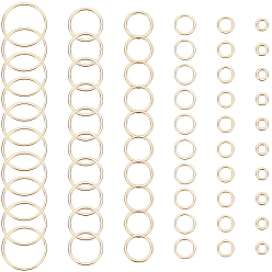 Real 24K Gold Plated 60Pcs 6 Style Brass Linking Rings, Long-Lasting Plated, Round Ring, Real 24K Gold Plated, 6x1mm, Inner Diameter: 4mm, 10pcs/style, 60pcs/box