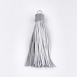 Gris Clair Décorations de gros pendentifs, avec les accessoires en alliage, platine, gris clair, 111~114x16~17mm, Trou: 6mm