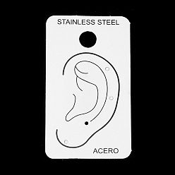 Белый Дым Бумажные карты дисплей ювелирных изделий, карточки для демонстрации сережек с отверстием для подвешивания, прямоугольник с отпечатком ушка, серый, 7x4x0.05 см, отверстия : 8 mm и 2 мм