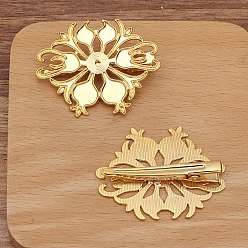 Golden Alligator-Haarspangen aus Legierung finden, Blume, golden, 50x40 mm, 10 Stück / Set