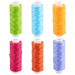 (52) Непрозрачная лаванда 6 рулоны 6 цветные плоские вощеные полиэфирные шнуры, с крафтовыми бумажными карточками, для браслета решений, разноцветные, 0.5x0.2 мм, около 32.81 ярдов (30 м) / рулон, 1 рулон / цвет