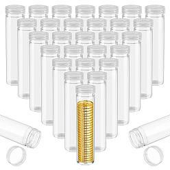 Clear PP Plastic Coin Storage Box, Column, Clear, 140x32mm, Inner Diameter: 26mm