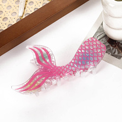 Темно-Розовый Заколки для волос «рыбий хвост» из ацетата целлюлозы (смола), аксессуары для волос для девочек и женщин, темно-розовыми, 130 мм