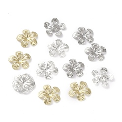 Mixed Color Brass Bead Cap, 5-Petal Flower, Mixed Color, 15.5x16x2.5mm, Hole: 1.4mm
