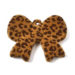 Bowknot Большие подвески из бархатистого акрила, рисунок для леопарда, бантом прелести, 45x56x9.5 мм, отверстие : 3 мм