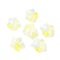 Светлый Золото-желтый Прозрачные акриловые бусины, бусины ручной работы, звезда, с блестящей пудрой и эмалью, светлый золотарник желтый, 19~19.5x20.5~21x16 мм, отверстие : 2 мм