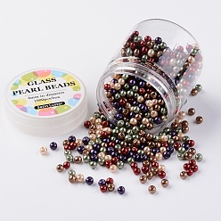 (52) Непрозрачная лаванда Стеклянный жемчуг наборы из бисера, падение смеси, экологически чистый, круглые, окрашенные, разноцветные, 4~4.5 мм, отверстия: 0.7~1 мм, о 1000шт / коробка.