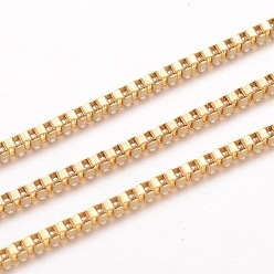 Golden Ion Plating(IP) 304 Stainless Steel Box Chains, Unwelded, for Jewelry Making, Golden, 2x2x1.5mm