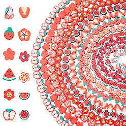 Красный 12 нити 12 стили нити из полимерной глины ручной работы, разнообразные, красные, 6~13x5.5~12x3.5~5 мм, отверстие : 1.2~1.8 мм, 1 прядь / стиль